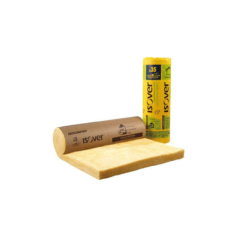 ▷  ISOVER ISOCONFORT 35 REVETU KRAFT | Ep.200mm 1,2mx3m | R5,7 au meilleur prix -  ISOVER ISOCONFORT pour combles aménagés