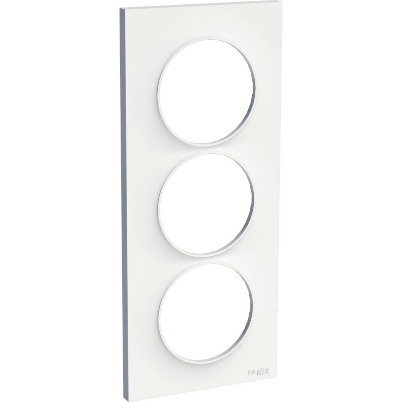 ▷  Odace Styl, plaque Blanc 3 postes verticaux entraxe 57mm au meilleur prix -  Interrupteurs et prises Schneider