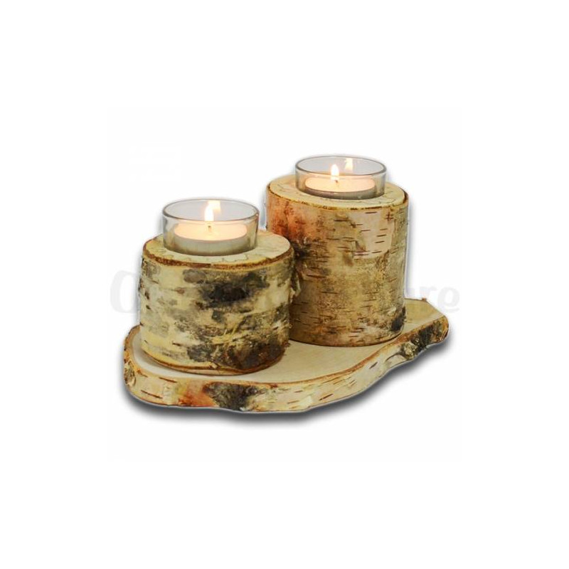 ▷ Support de bougie naturel en bouleau - Lot de 2 au meilleur prix - Bougie  d'ambiance