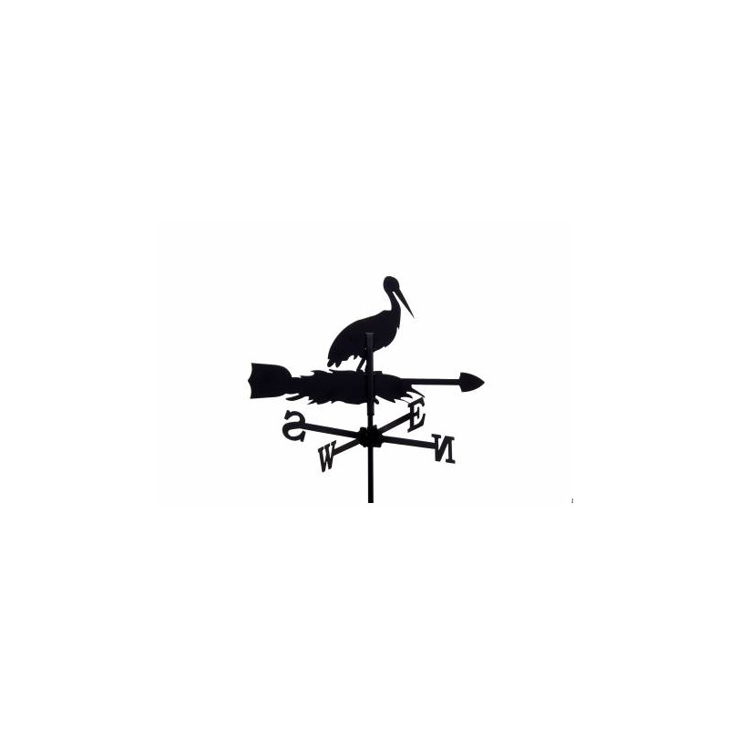 Girouette cigogne sur son nid en fer forgé petit modèle