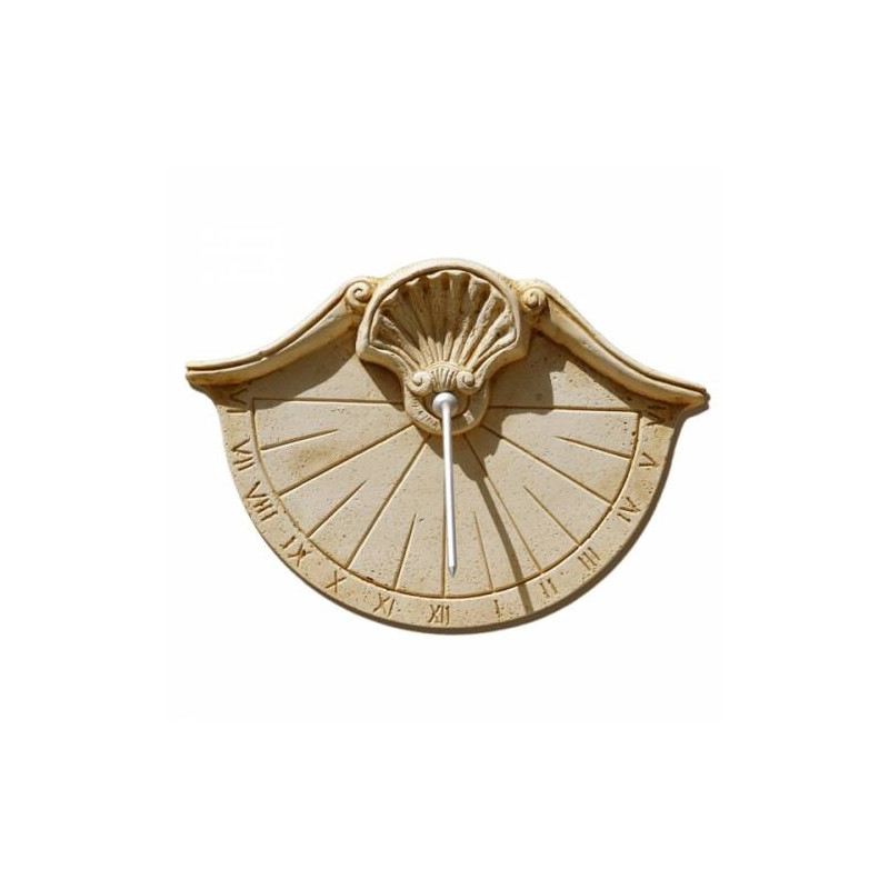 Cadran solaire vertical en pierre - motif Coquille Cadran solaire vertical en pierre - motif Coquille