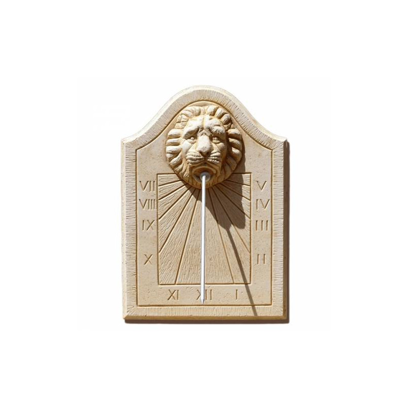 Cadran solaire vertical en pierre - motif Lion