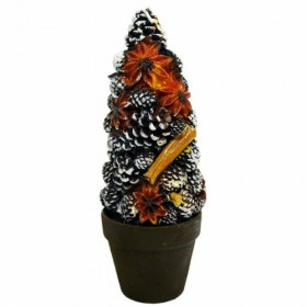 Bougie Sapin pomme de pin givré 23 cm