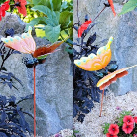 Papillon 3D coloré en métal à planter