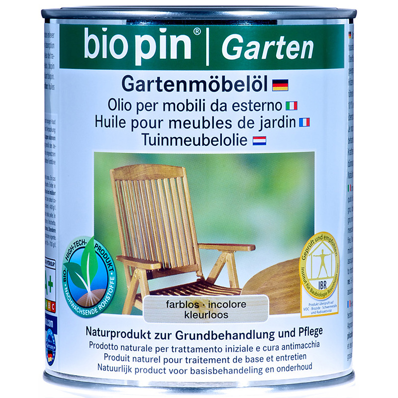 Huile pour meuble de jardin Biopin - Pot de 0,75L INCOLORE