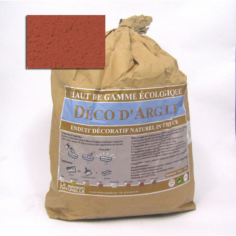 Déco d'argile enduit terre rouge sac de 25kg | 25kg soit ~8-12m² Déco d'argile enduit terre rouge sac de 25kg | 25kg soit ~8-12m²