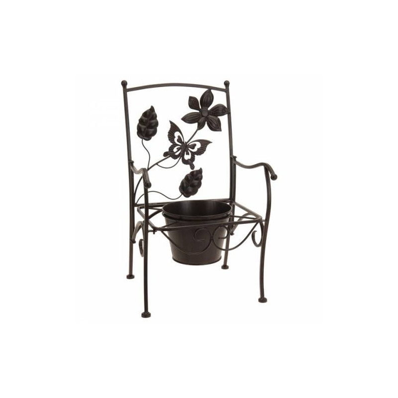 Pot de fleurs décoratif Chaise en métal Marron