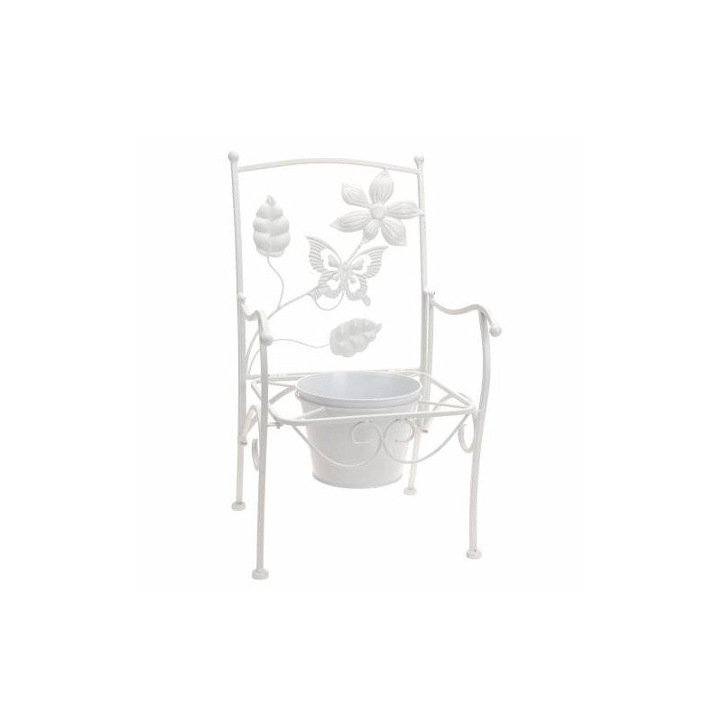 Pot de fleurs décoratif Chaise en métal Blanc