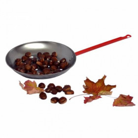Poêle à Marrons Et Châtaignes En Acier Carbone - Diamètre 27 Cm, Pour Plaques De Cuisson | Idéale Pour Noël, Griller Des Marrons à La Maison