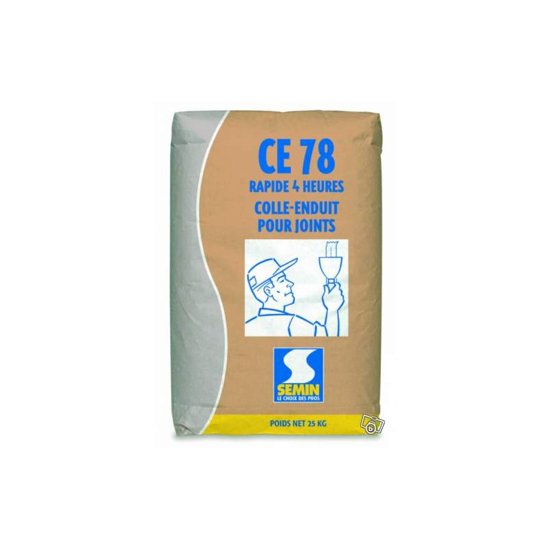 Enduit joint rapide pour traitement des joints plâtre CE 78 4 h - 25 kg (0.66 kg/m²)