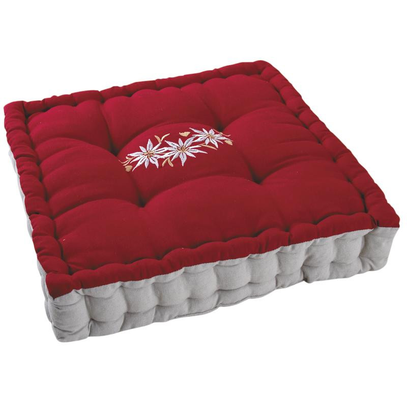 Coussin edelweiss carré en coton et lin