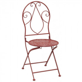 Chaise pliante en métal rouge