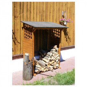 Abri bûches en bois lasuré pour extérieur 168x140x60cm