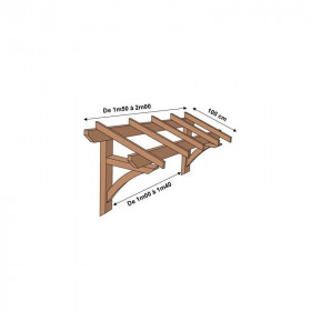 Marquise pour porte d'entrée Long 2m Prof. 1m Ouv. 1,4m  - Pannes : 140 x 45 mm / Chevrons 45x30 mm