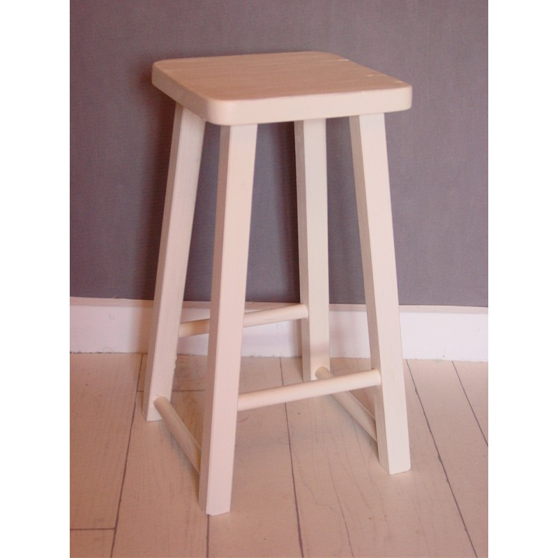 Tabouret classique en bois brut Hauteur 45cm