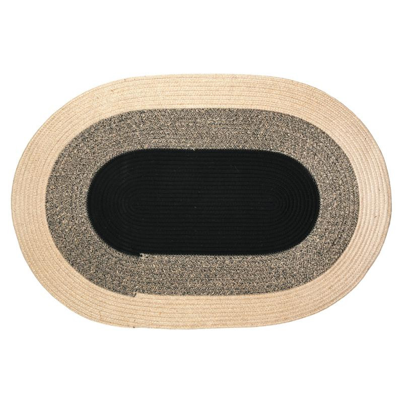 Tapis oval en jute naturelle et teintée 90x60cm