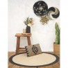 Tapis rond en jute avec bords noirs