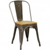 Chaise industrielle en métal et bois d'orme huilé