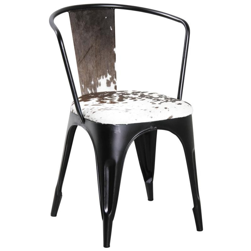 Chaise en métal et peau de vache