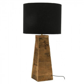 Lampe trapèze en bois recyclé et coton