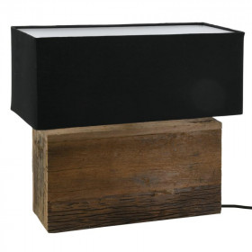 Lampe rectangulaire en bois recyclé et coton noir