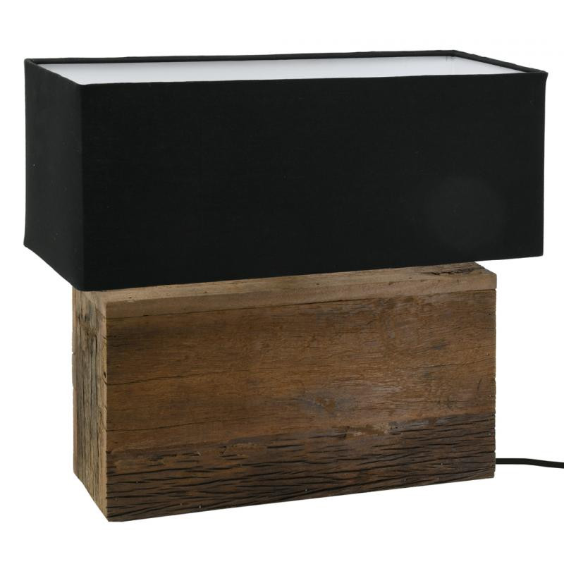 ▷ Lampe rectangulaire en bois recyclé et coton noir au meilleur prix - Luminaires  d'intérieur