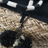 Couffin en jonc naturel et corde teintée avec pompons