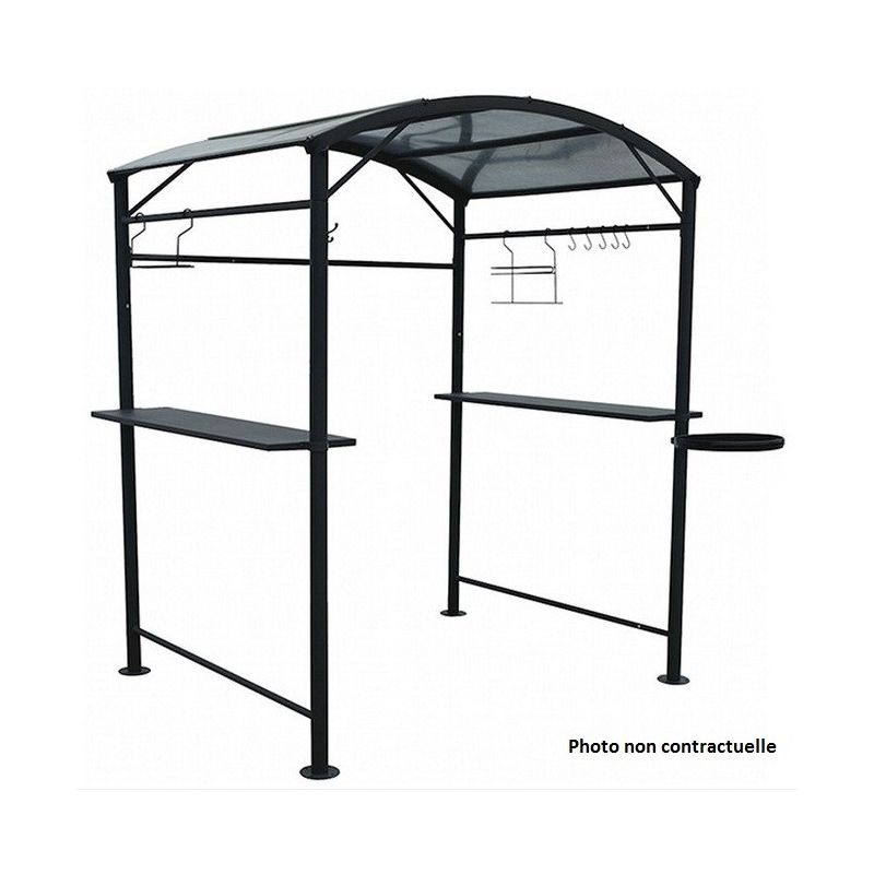 Carport barbecue en acier gris anthracite 180x143x224 cm 