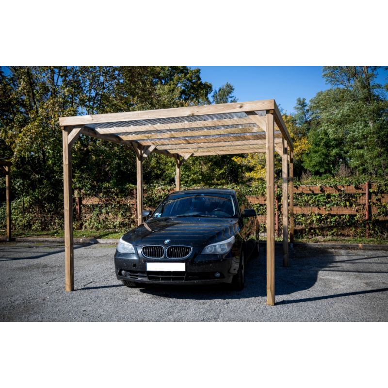 Carport autoclavé économique toitplat 3x5m (1 voiture)