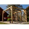 Pergola bois douglas VENETO de 10,60 m2 avec ventelles réglables pour 1 côté, dimensions 3,40 x 3,12 m