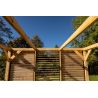 Pergola bois douglas VENETO de 10,60 m2 avec ventelles réglables pour 1 côté, dimensions 3,40 x 3,12 m