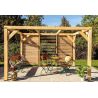 Pergola bois douglas VENETO de 10,60 m2 avec ventelles réglables pour 1 côté, dimensions 3,40 x 3,12 m