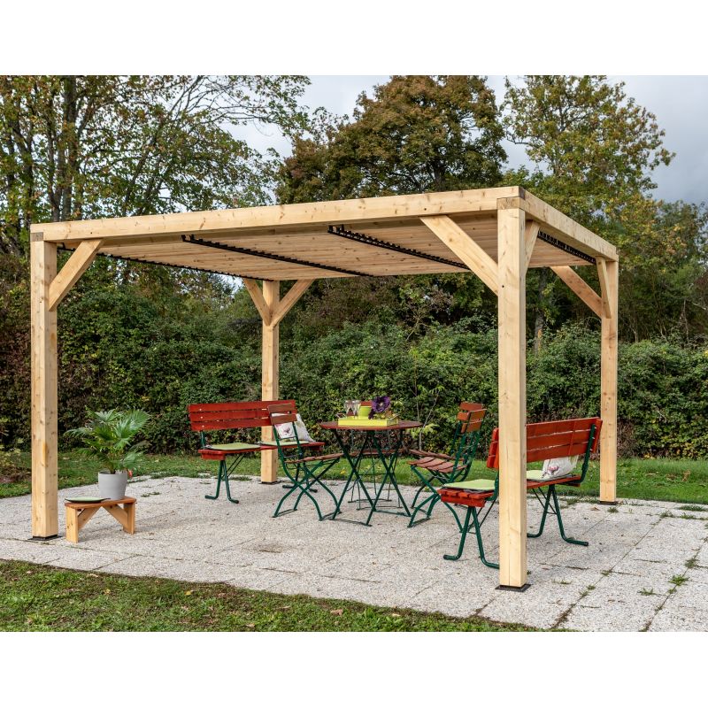 ▷ Pergola Auvent VENETO bois avec vantelles réglables / toit (10