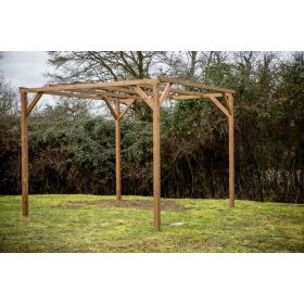 Pergola en bois TH 3030, couleur marron, 8.88 m², 300x296 cm