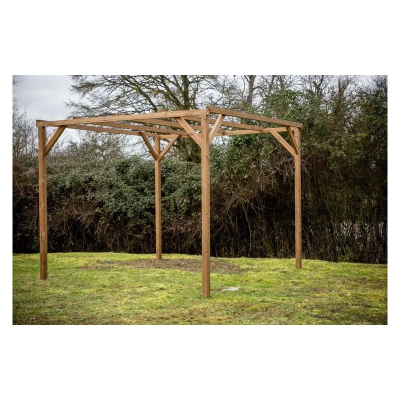 Pergola en bois TH 3030, couleur marron, 8.88 m², 300x296 cm