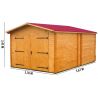 Garage bois madriers massifs 28 mm sans plancher 20,98 m² DO 3554 N.