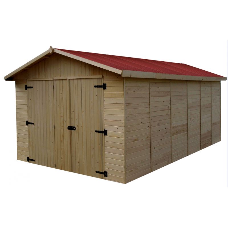 ▷ Garage panneaux bois 16 mm, sans plancher 15.60m² ED 2848 N au meilleur  prix - Abri de jardin