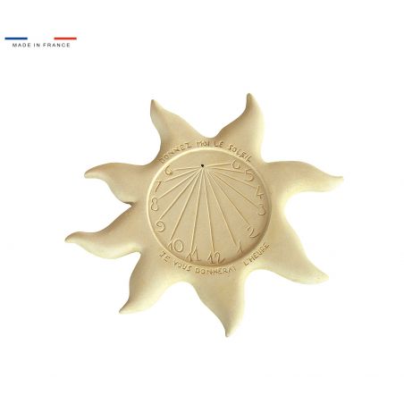Cadran solaire motif Soleil pierre naturelle vieillie 40cmx40cm