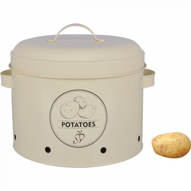 Boîte Conservation Pommes De Terre, Oignons, Ail Relaxdays - Lot De 3, Acier, Gris - Avec Aérations Et Couvercles