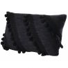 Coussin en coton pompons noir