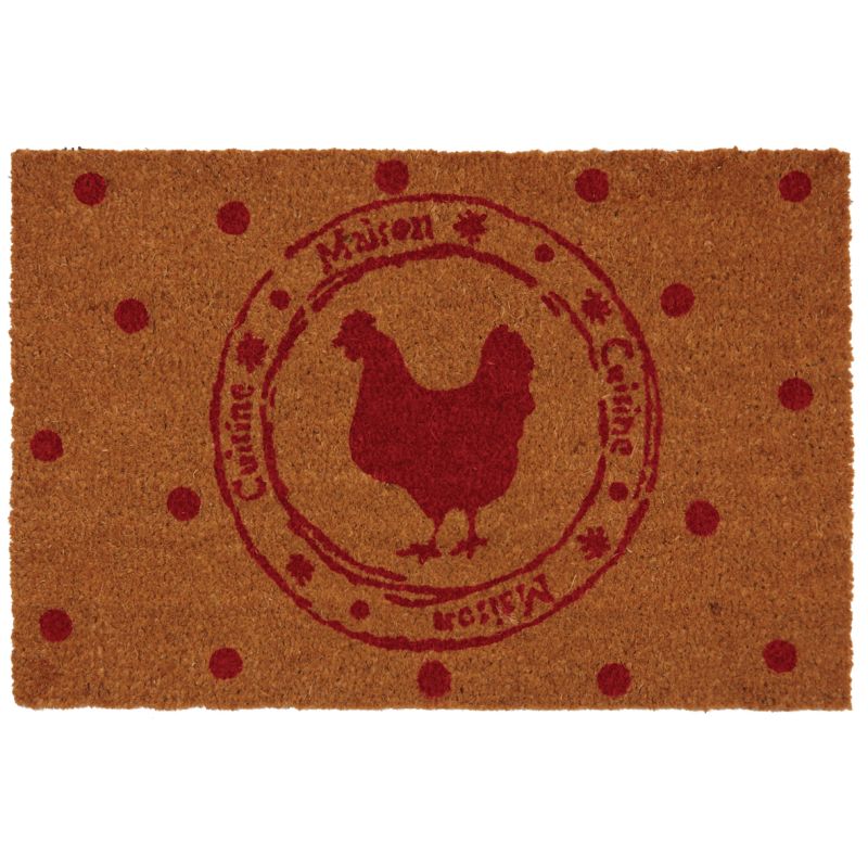 Paillasson poule et pois rouge 45x75cm