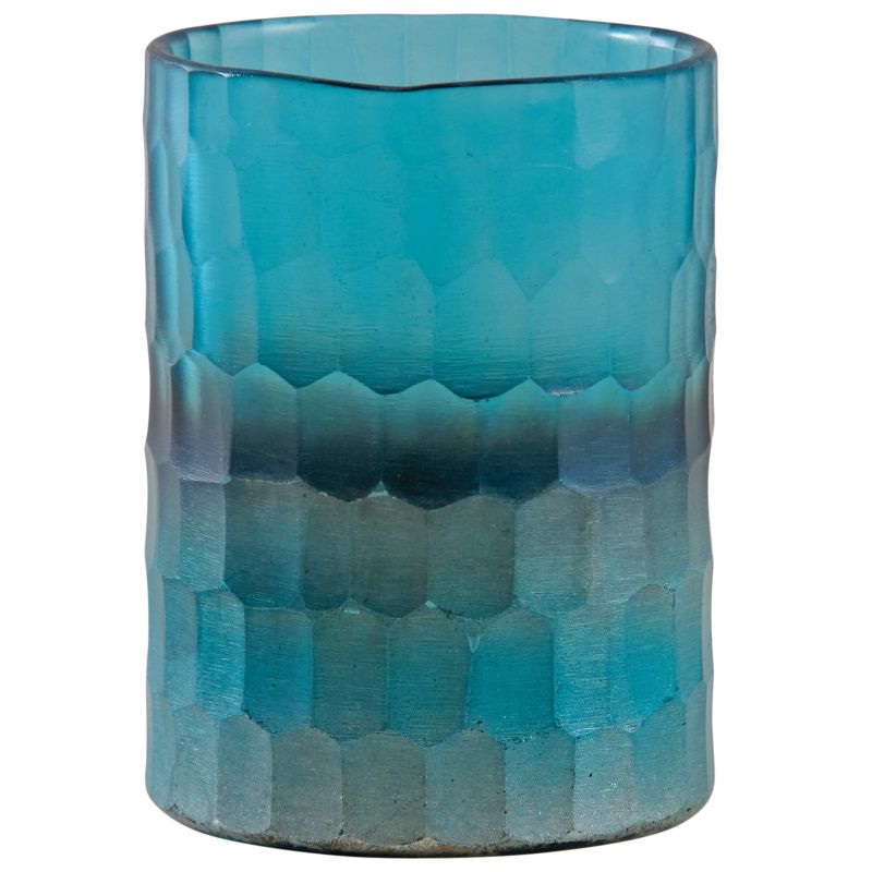 Photophore en verre turquoise