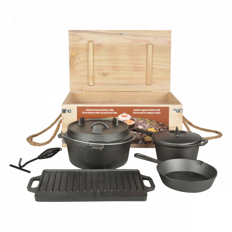 Set de cuisson en fonte pour feu de bois