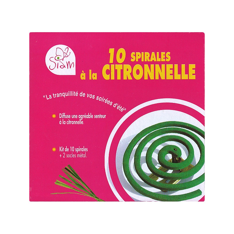 Spirale anti moustique - kit de 10 spirales parfum citronnelle +