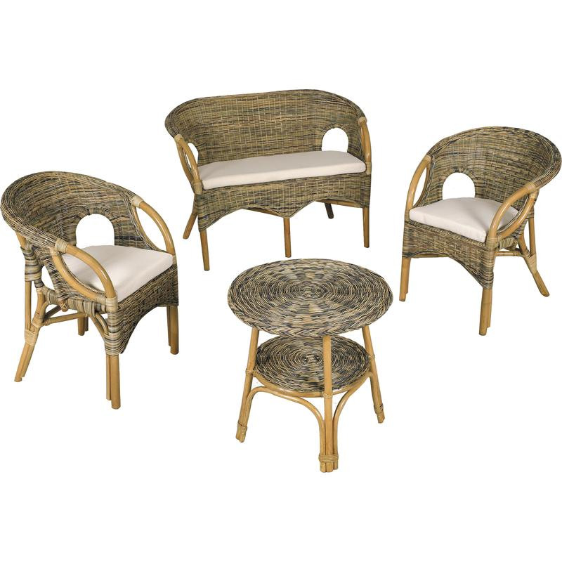 Salon 4 pièces en rotin Mandolino