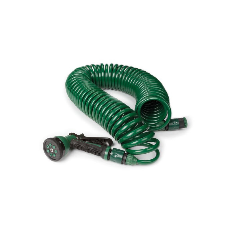 ▷ Tuyau d'arrosage spirale avec pistolet 15m au meilleur prix - Tuyau,  raccords et supports