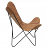 Fauteuil Butterfly en cuir marron