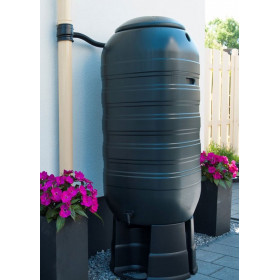 Récupérateur d'eau en colonne murale - PE 250 l vert noir - H121 x 50 x 50 cm