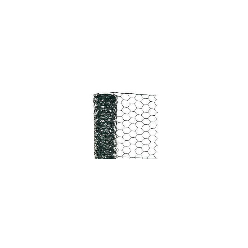 Grillage à poule maille héxagonale en acier galvanisé plastifié vert - 13 mm - 50 cm x 2,50 m