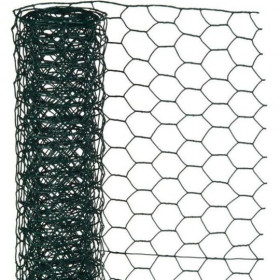 Grillage à poule maille héxagonale en acier galvanisé plastifié vert - 25 mm - 50 cm x 2,50 m